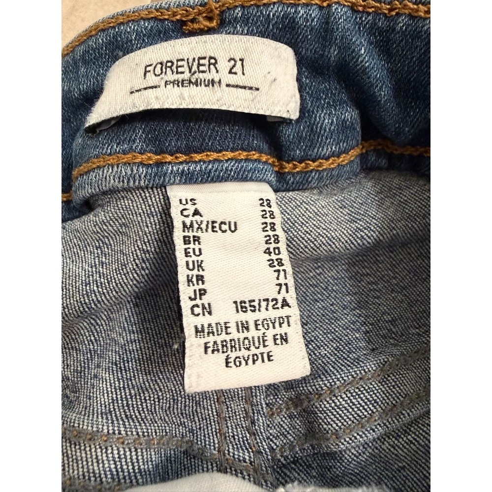 Forever 21 Premium Distressed Skinny Jeans Blue Button Fly Womens Size 28 - Picture 4 of 7